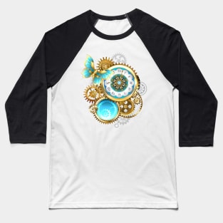 Clock and Gear with Butterfly ( Steampunk ) Baseball T-Shirt